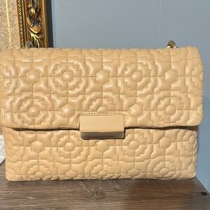 Elegant Quilted Tan Handbag